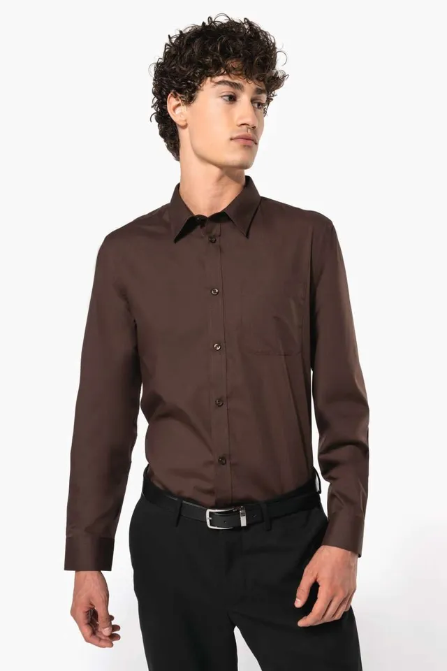 Kariban Jofrey - férfi hoszú ujjú könnyen kezelhető Polycotton poplin ing (K545), modellen