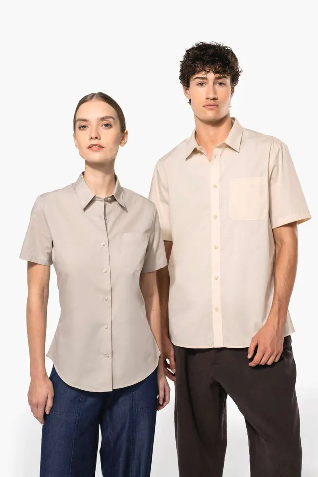 Kariban Judith - női rövid ujjú könnyen kezelhető Polycotton poplin ing (K548), modellen