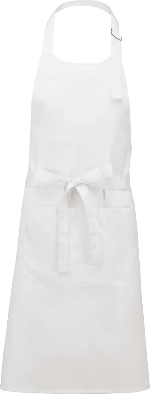 Kariban magas hőfokon mosható Polycotton kötény (K8010), Fehér színben