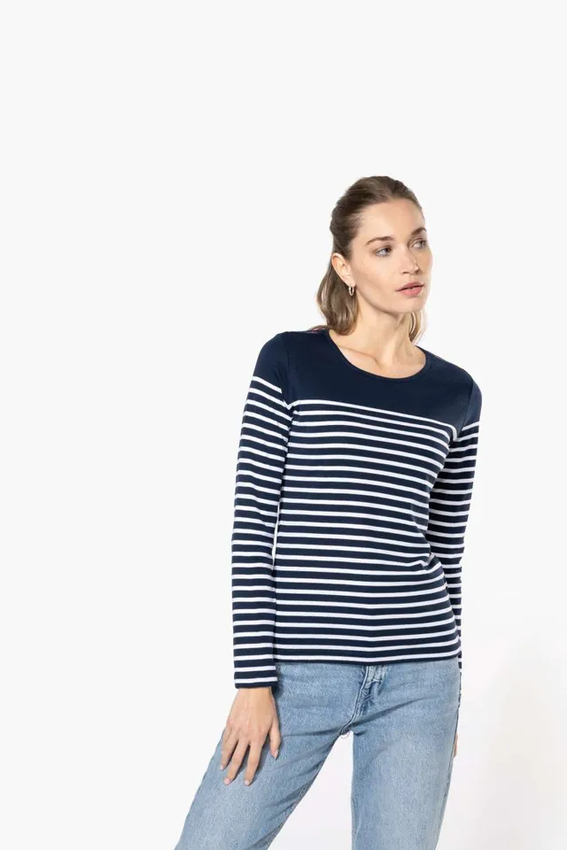 Kariban női hosszú ujjú Breton csíkos felső (K386), modellen