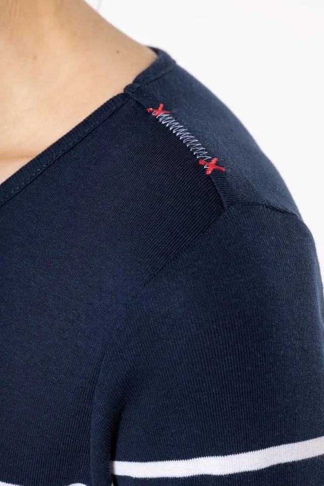 Kariban női hosszú ujjú Breton csíkos felső (K386), modellen