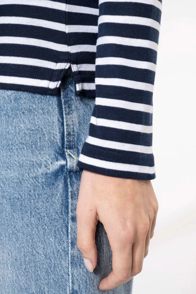 Kariban női hosszú ujjú Breton csíkos felső (K386), modellen