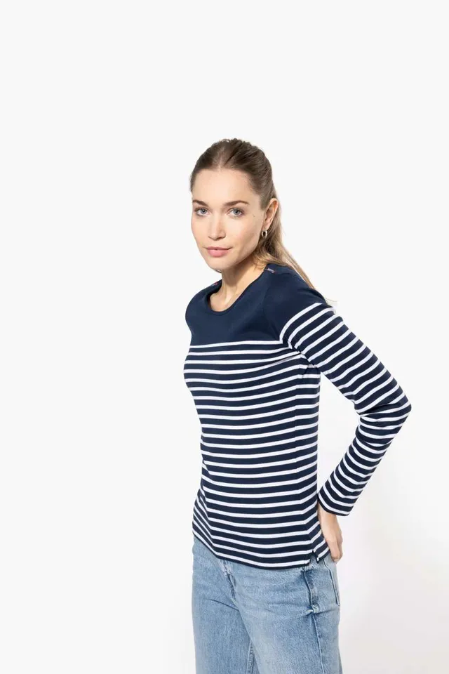 Kariban női hosszú ujjú Breton csíkos felső (K386), modellen