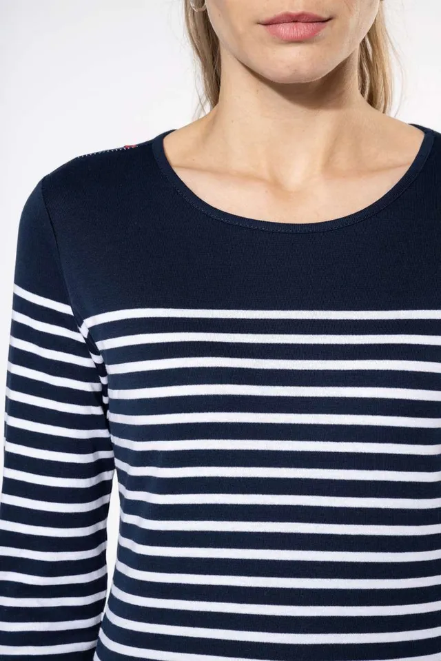 Kariban női hosszú ujjú Breton csíkos felső (K386), modellen