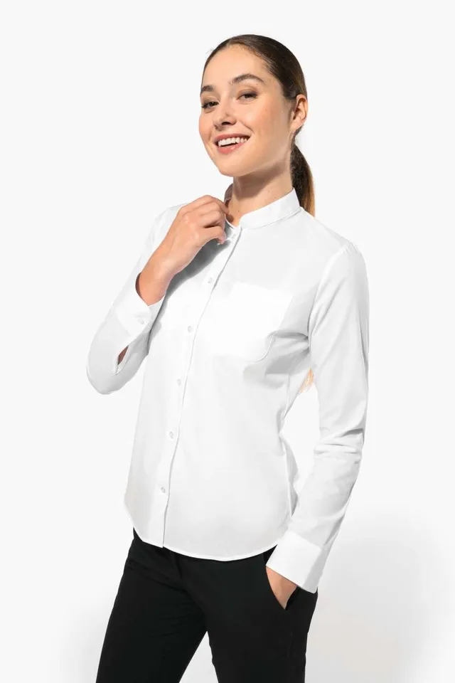 Kariban női hosszú ujjú ing Mandarin gallérral (K514), modellen