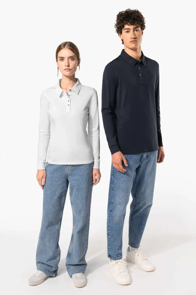 Kariban női hosszú ujjú jersey galléros póló (K265), modellen