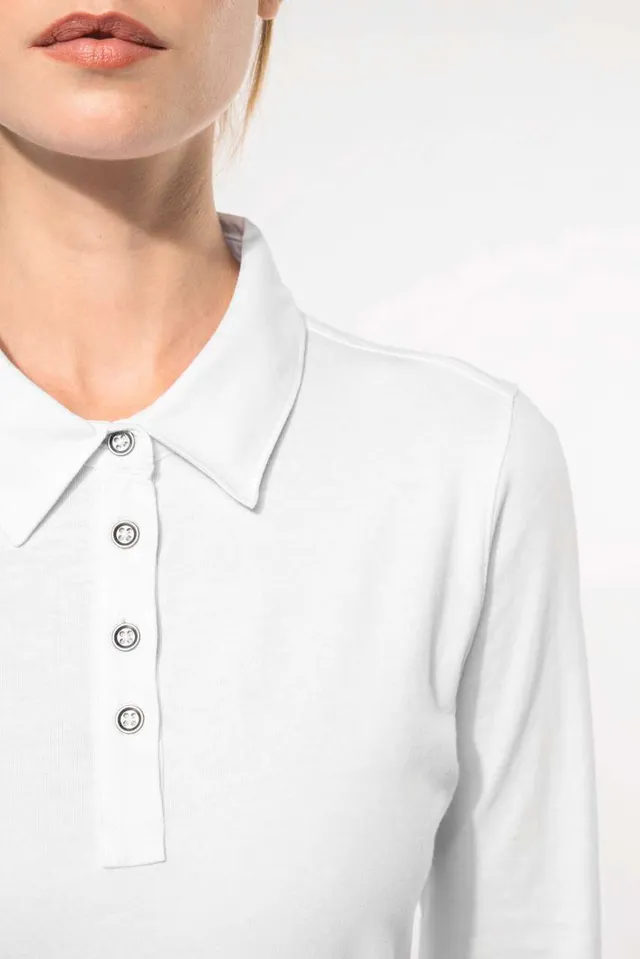 Kariban női hosszú ujjú jersey galléros póló (K265), modellen
