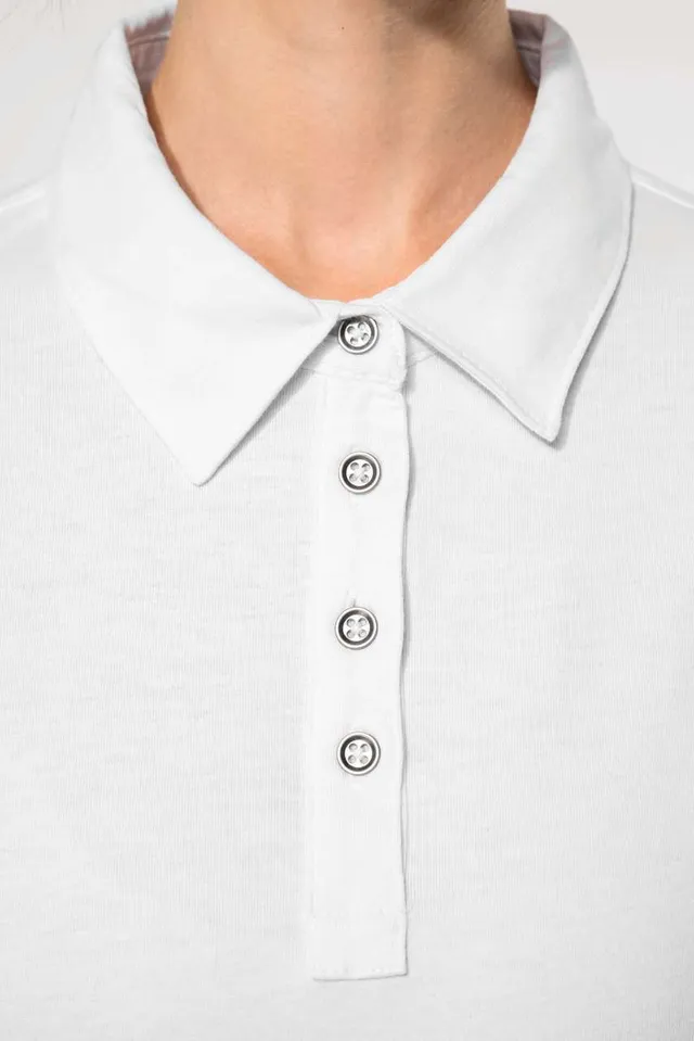Kariban női hosszú ujjú jersey galléros póló (K265), modellen