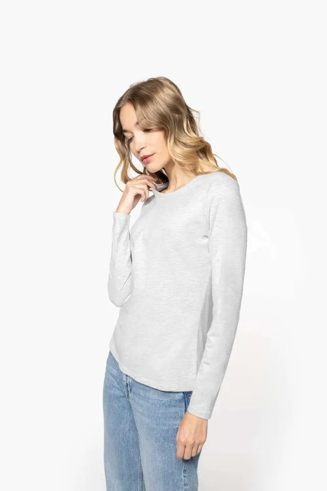 Kariban női hosszú ujjú környakas póló (K383), modellen