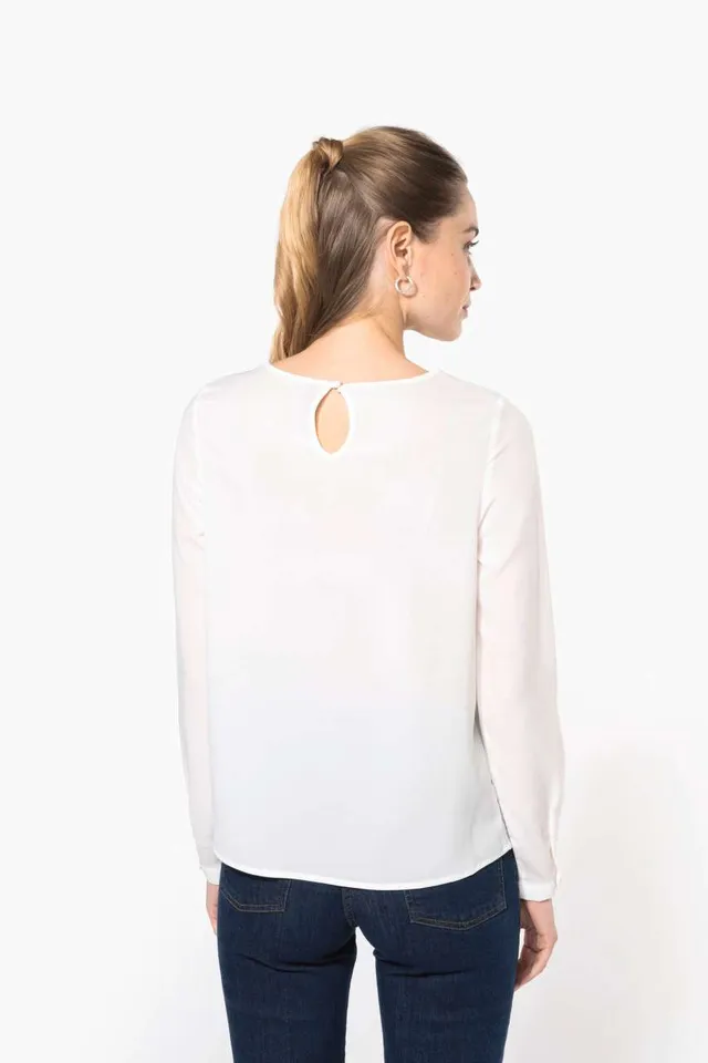 Kariban női hosszú ujjú Krepp blúz (K5003), modellen