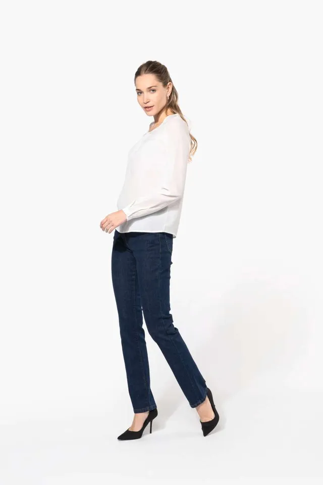 Kariban női hosszú ujjú Krepp blúz (K5003), modellen