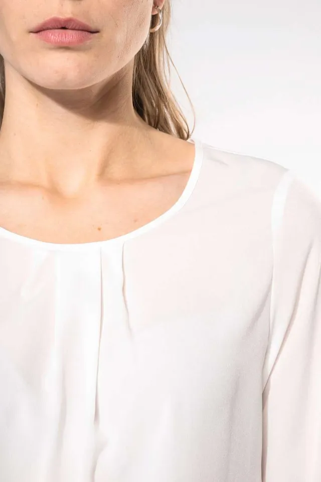 Kariban női hosszú ujjú Krepp blúz (K5003), modellen