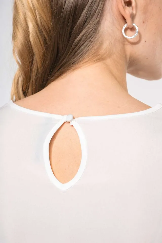 Kariban női hosszú ujjú Krepp blúz (K5003), modellen