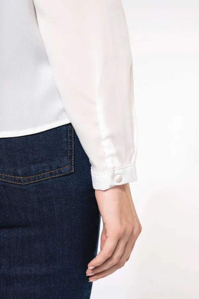 Kariban női hosszú ujjú Krepp blúz (K5003), modellen