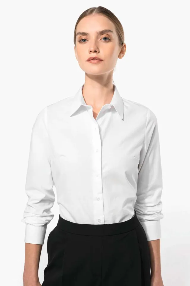 Kariban női hosszú ujjú poplin ing (K510), modellen