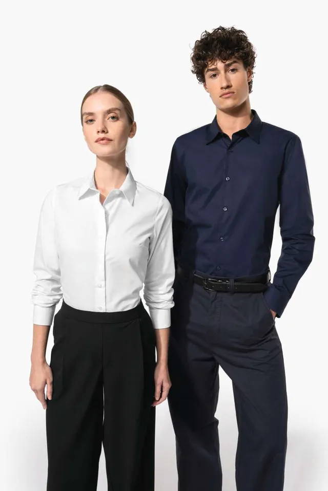 Kariban női hosszú ujjú poplin ing (K510), modellen