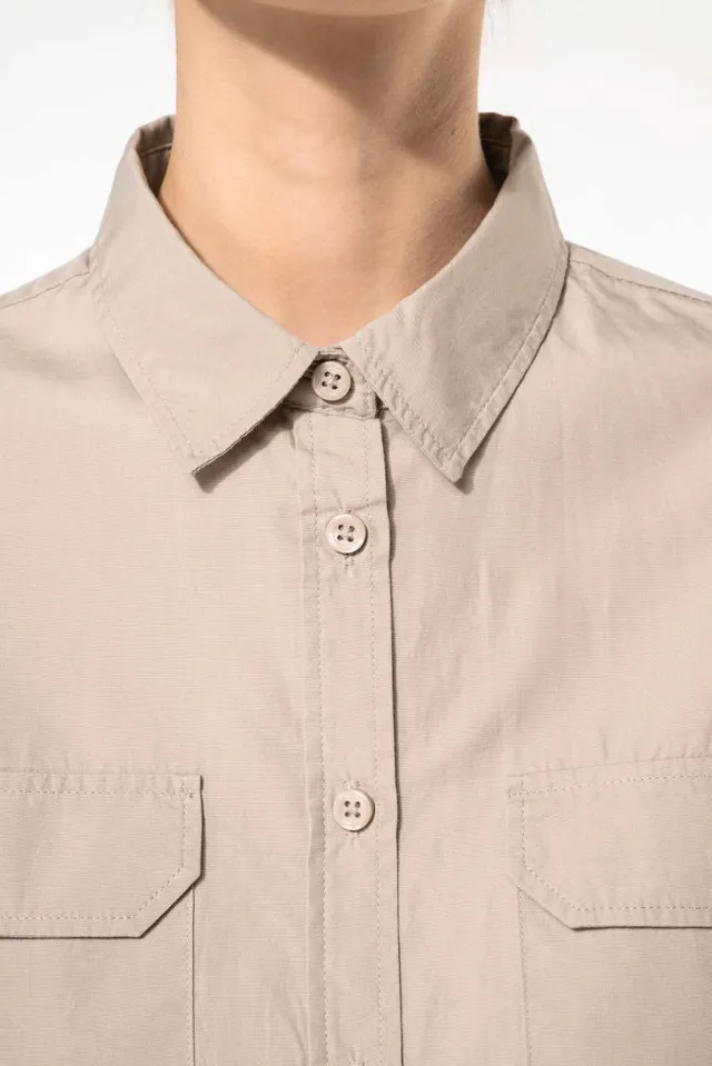 Kariban női hosszú ujjú Safari ing (K591), modellen