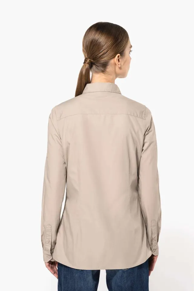 Kariban női hosszú ujjú Safari ing (K591), modellen