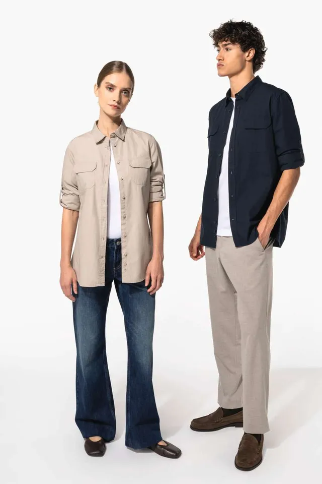 Kariban női hosszú ujjú Safari ing (K591), modellen