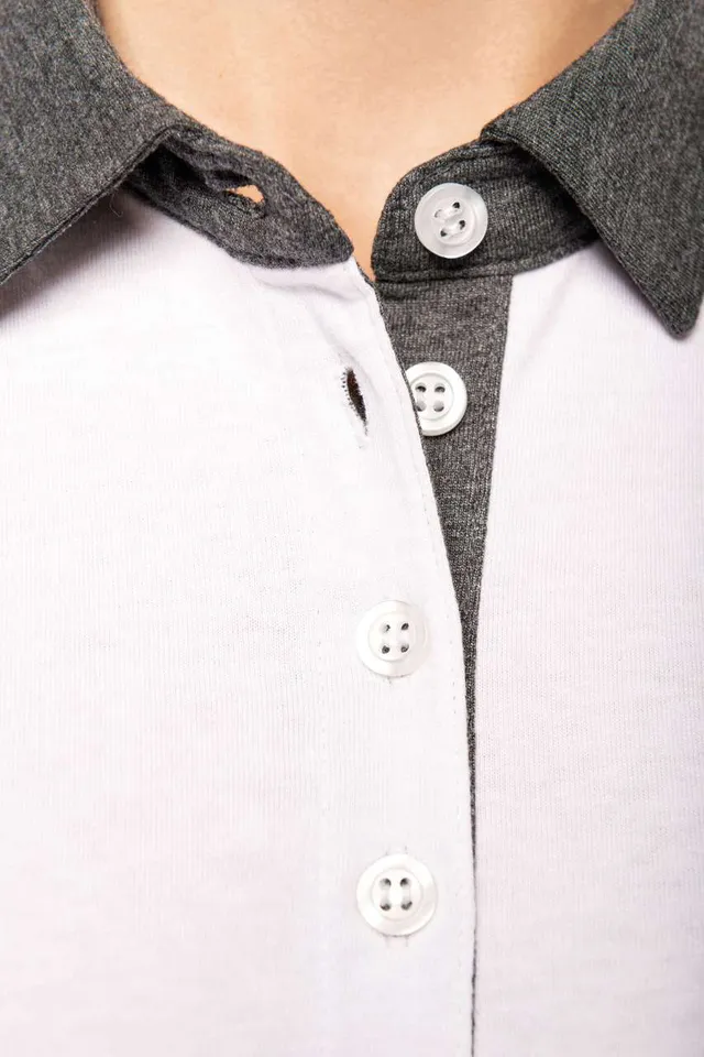 Kariban női kéttónusú jersey galléros póló (K261), modellen