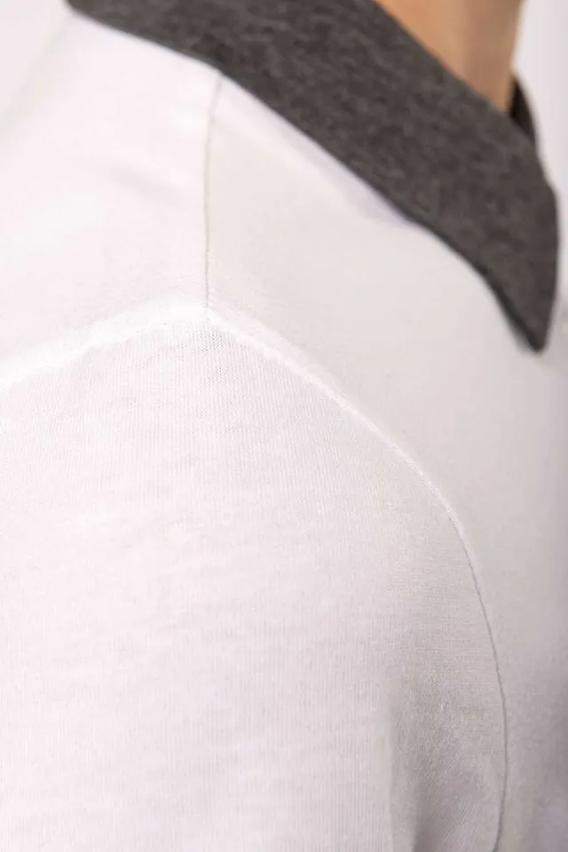 Kariban női kéttónusú jersey galléros póló (K261), modellen
