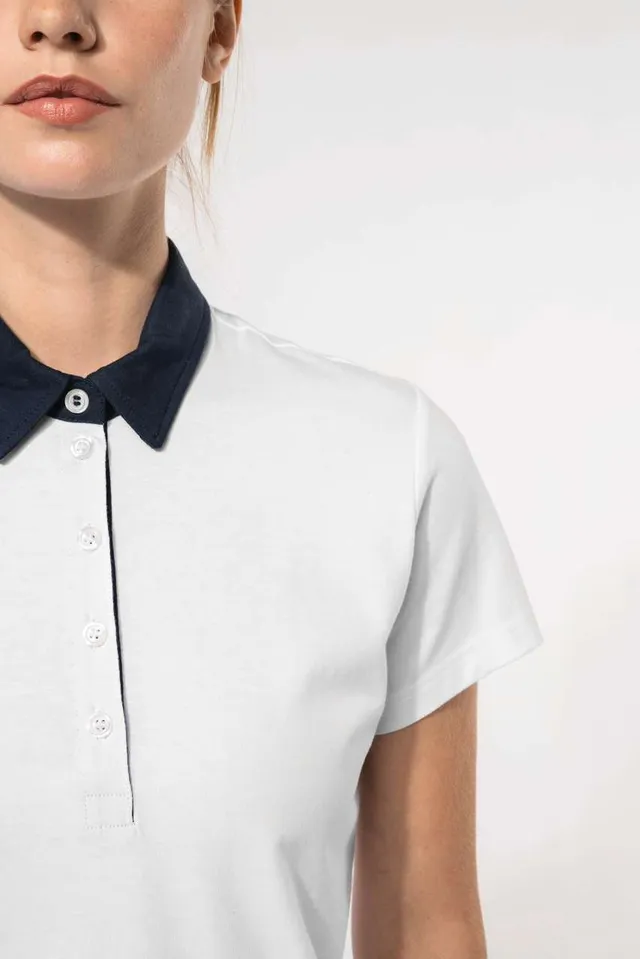 Kariban női kéttónusú jersey galléros póló (K261), modellen
