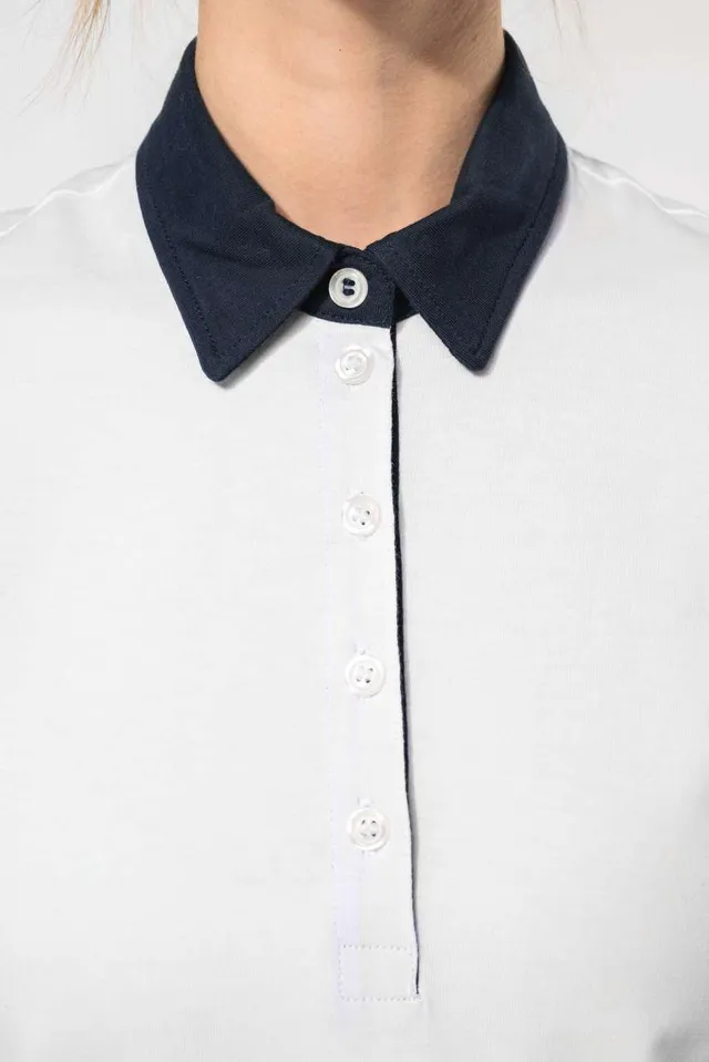 Kariban női kéttónusú jersey galléros póló (K261), modellen
