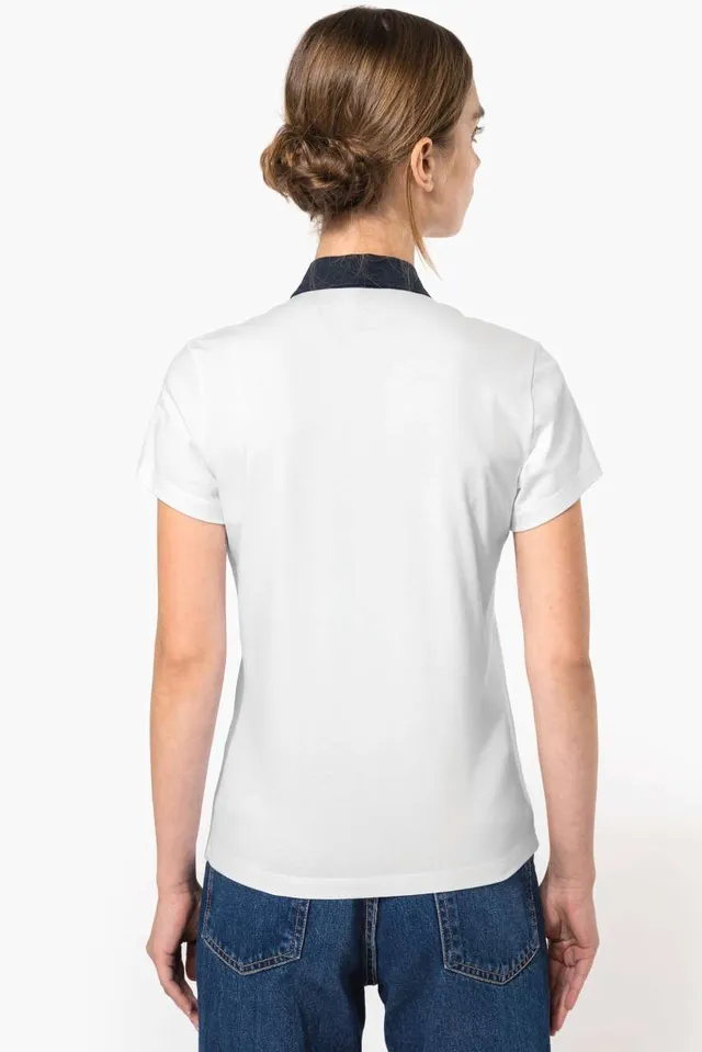 Kariban női kéttónusú jersey galléros póló (K261), modellen