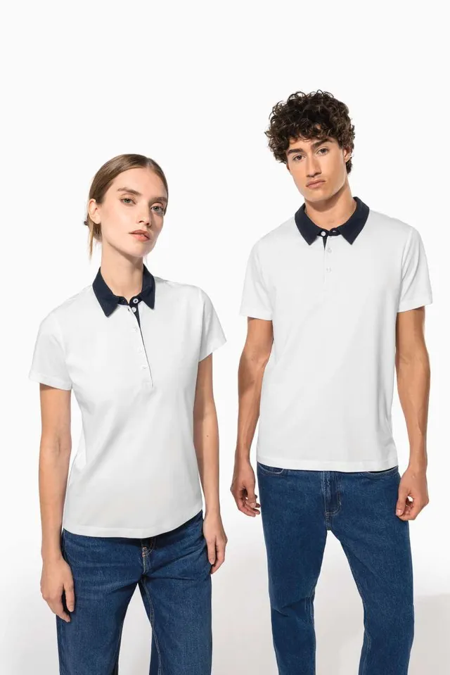 Kariban női kéttónusú jersey galléros póló (K261), modellen