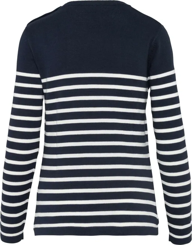 Kariban női matróz pulóver (K990), Striped Navy/Törtfehér színben
