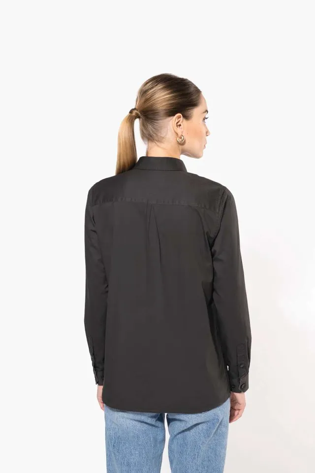 Kariban női Nevada hosszú ujjú pamut ing (K585), modellen