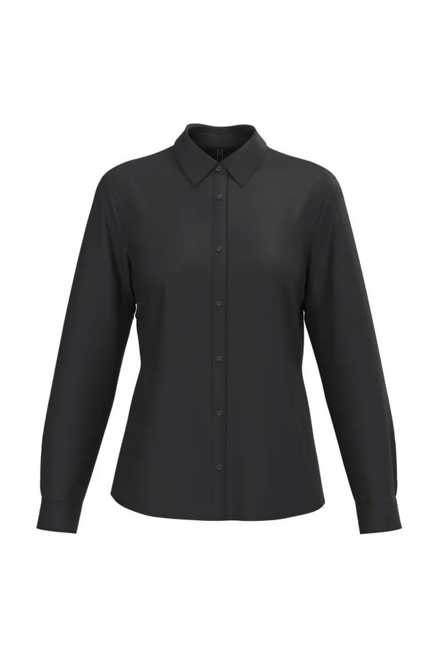 Kariban női Poplin Easy Care Polycotton ing (K584), Fekete színben