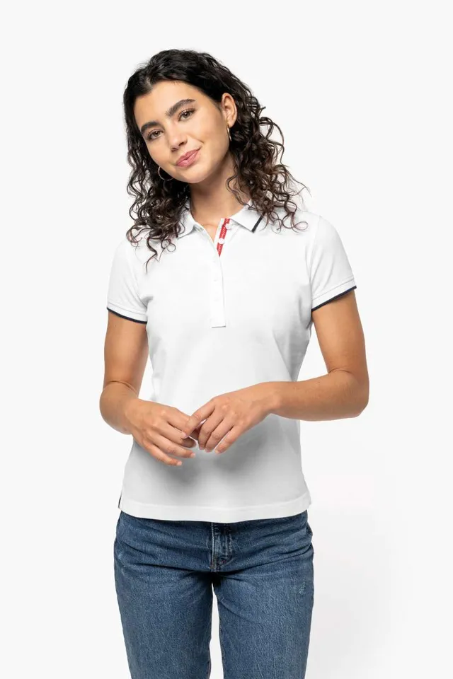 Kariban női rövid ujjú galléros póló (K252), modellen
