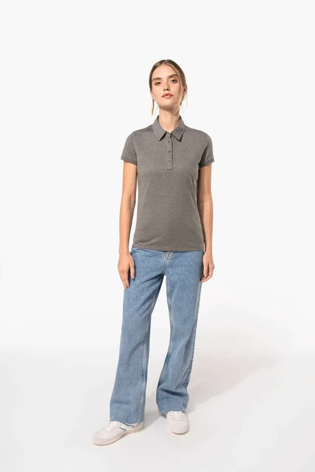 Kariban női rövid ujjú jersey galléros póló (K263), modellen