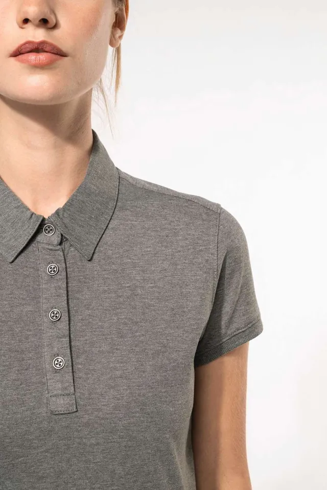 Kariban női rövid ujjú jersey galléros póló (K263), modellen