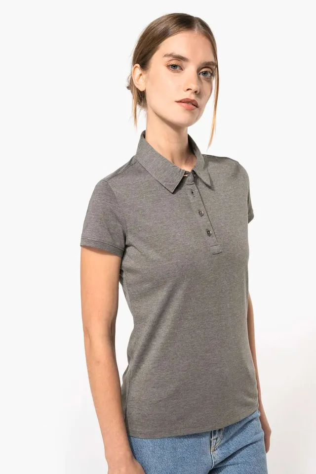 Kariban női rövid ujjú jersey galléros póló (K263), modellen