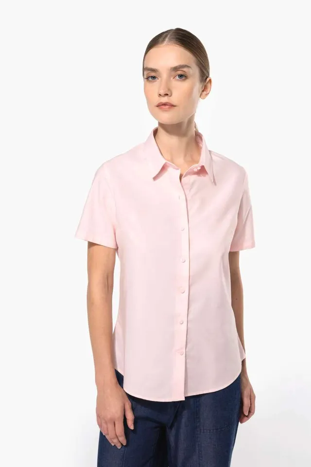 Kariban női rövid ujjú könnyen kezelhető oxford ing (K536), modellen