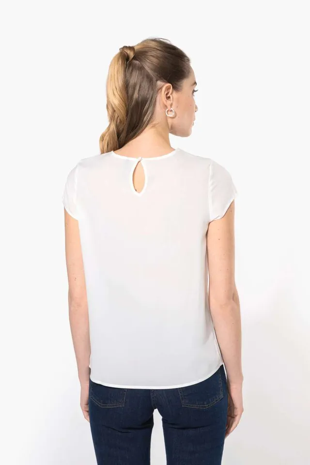 Kariban női rövid ujjú Krepp blúz (K5002), modellen
