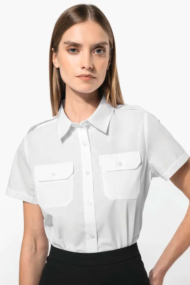 Kariban női rövid ujjú pilóta ing (K504), modellen