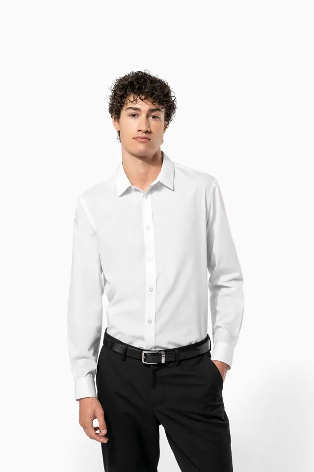 Kariban Poplin Easy Care Polycotton férfi ing (K583), modellen