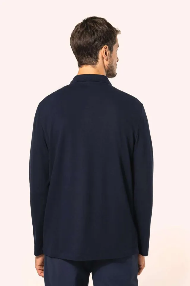 Kariban Premium férfi hosszú ujjú Supima® galléros póló (PK202), modellen