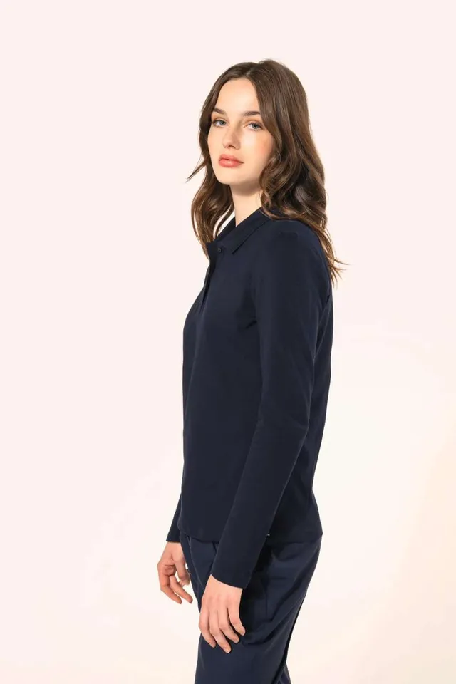 Kariban Premium női hosszú ujjú Supima® galléros póló (PK203), modellen