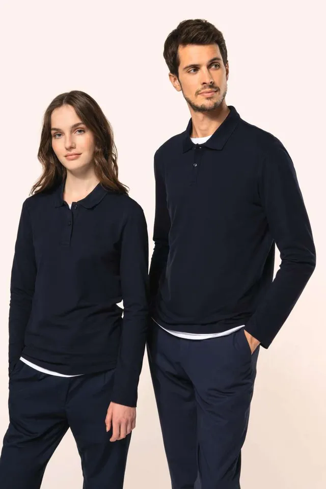 Kariban Premium női hosszú ujjú Supima® galléros póló (PK203), modellen