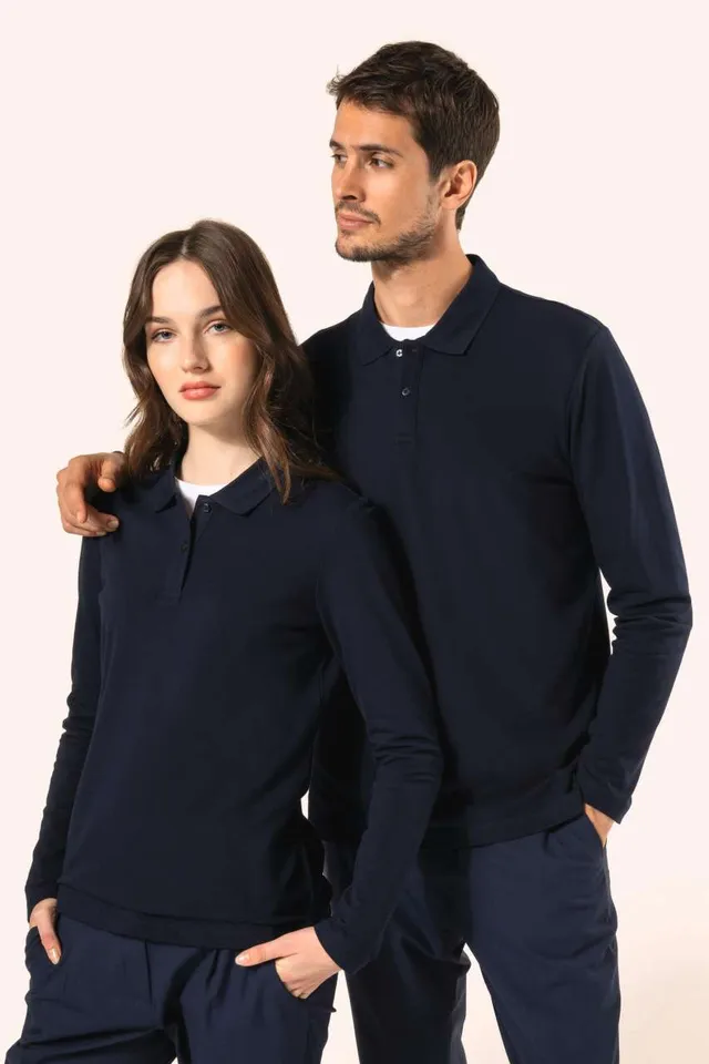 Kariban Premium női hosszú ujjú Supima® galléros póló (PK203), modellen