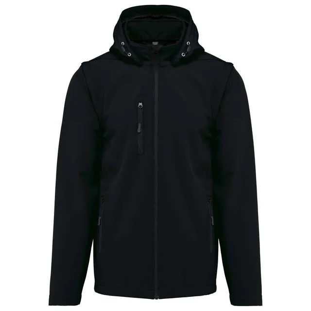 Kariban uniszex 3 rétegű softshell kapucnis kabát levehető ujjakkal (K422)