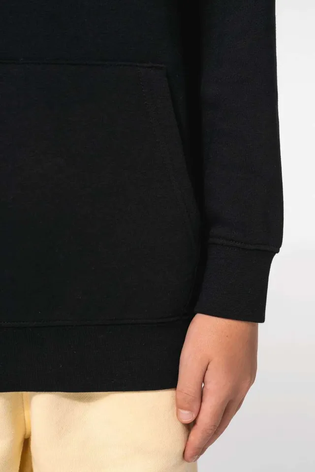 Kariban uniszex gyermek kontrasztos mintájú kapucnis pulóver (K4014), modellen