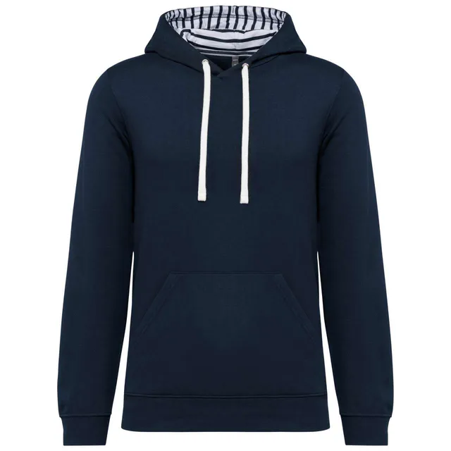 Kariban uniszex kontrasztos mintájú kapucnis pulóver (K4013), Sötétkék/Red Tartan színben