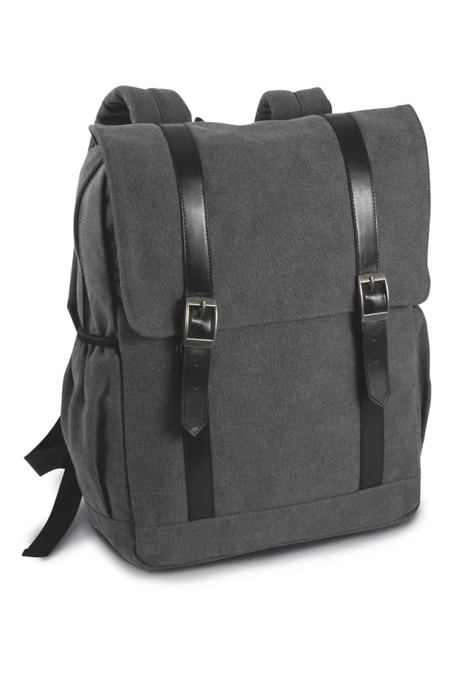 Kimood lehajtós fedelű pamutvászon hátizsák (KI0143), modellen
