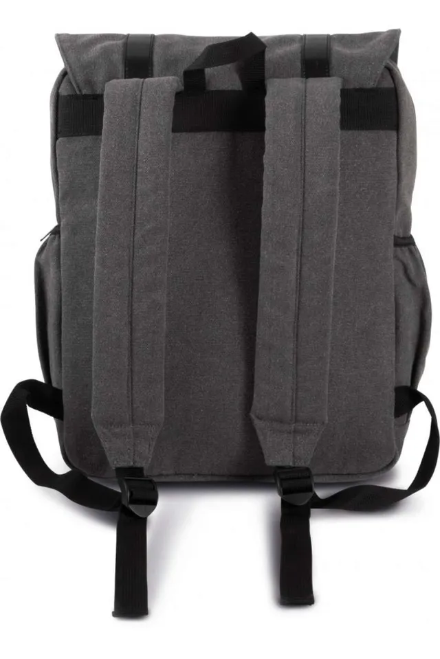 Kimood lehajtós fedelű pamutvászon hátizsák (KI0143), modellen