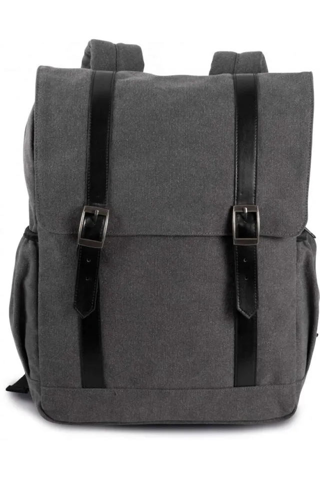 Kimood lehajtós fedelű pamutvászon hátizsák (KI0143), modellen